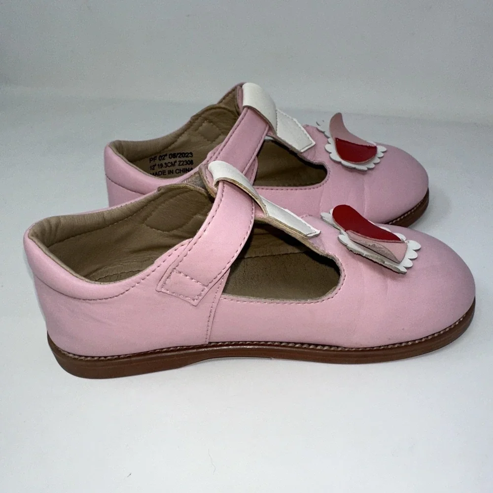 PLGELGTOXI Toddler Girls‎ Pink Leather Heart T-Strap Mary Jane Shoes - Size 12